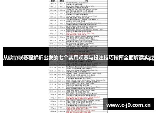 从欧协联赛程解析出发的七个实用观赛与投注技巧指南全面解读实战 从欧协联赛程解析出发的七个实用观赛与投注技巧指南全面解读实战